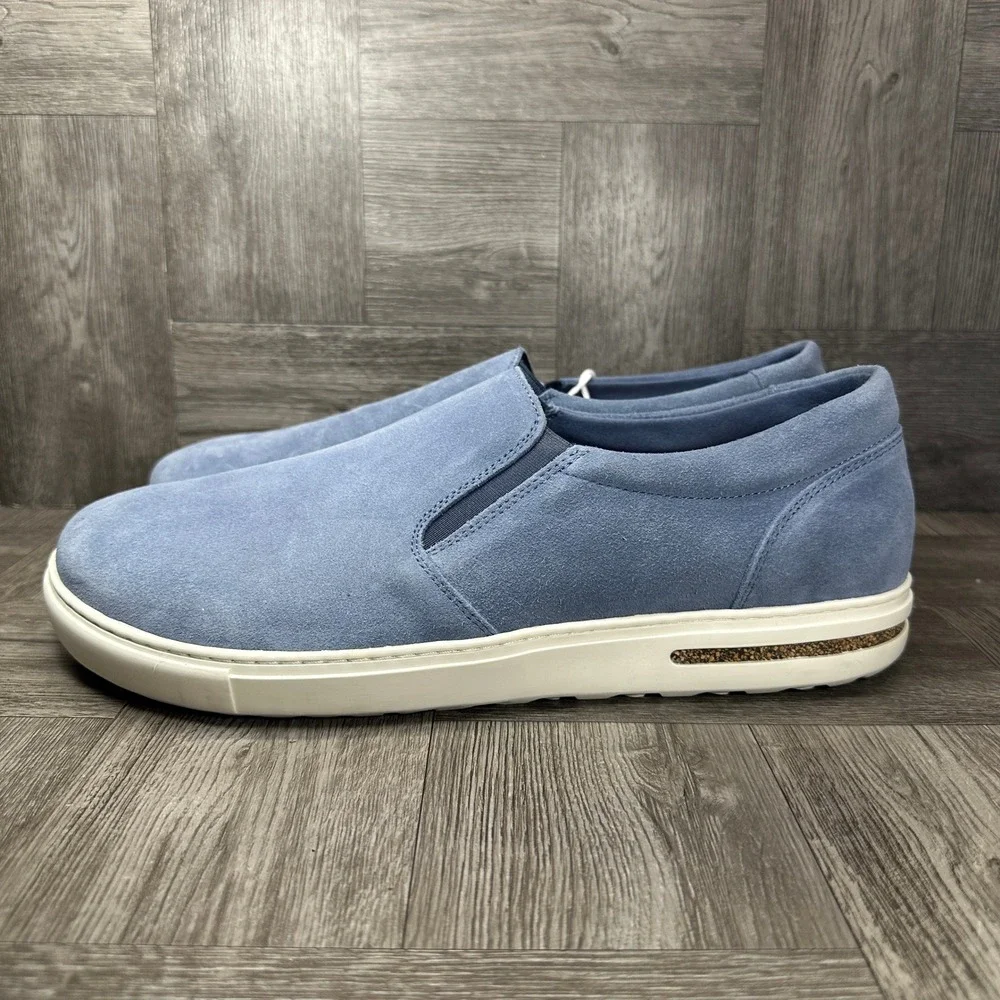 Birkenstock Oswego Slip On Mens 13 Blue Suede Casual Comfort Sneakers NEW